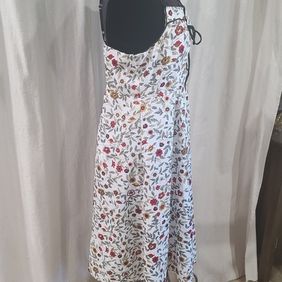 Womens Floral Sun Dress Sleeveless Sexy Lace Up Front Thread Story Medium - Picture 9 of 9